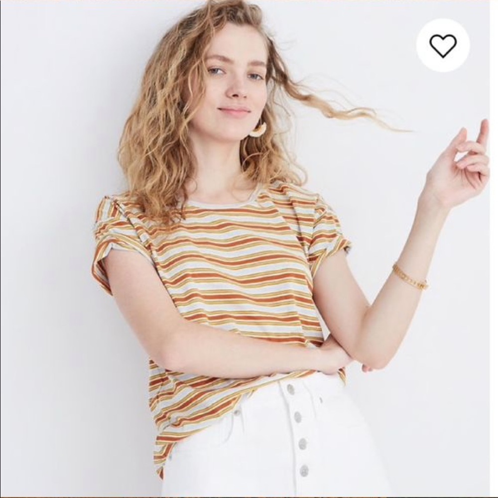 Madewell Colorful Striped Cotton Short Sleeve Tee Size M